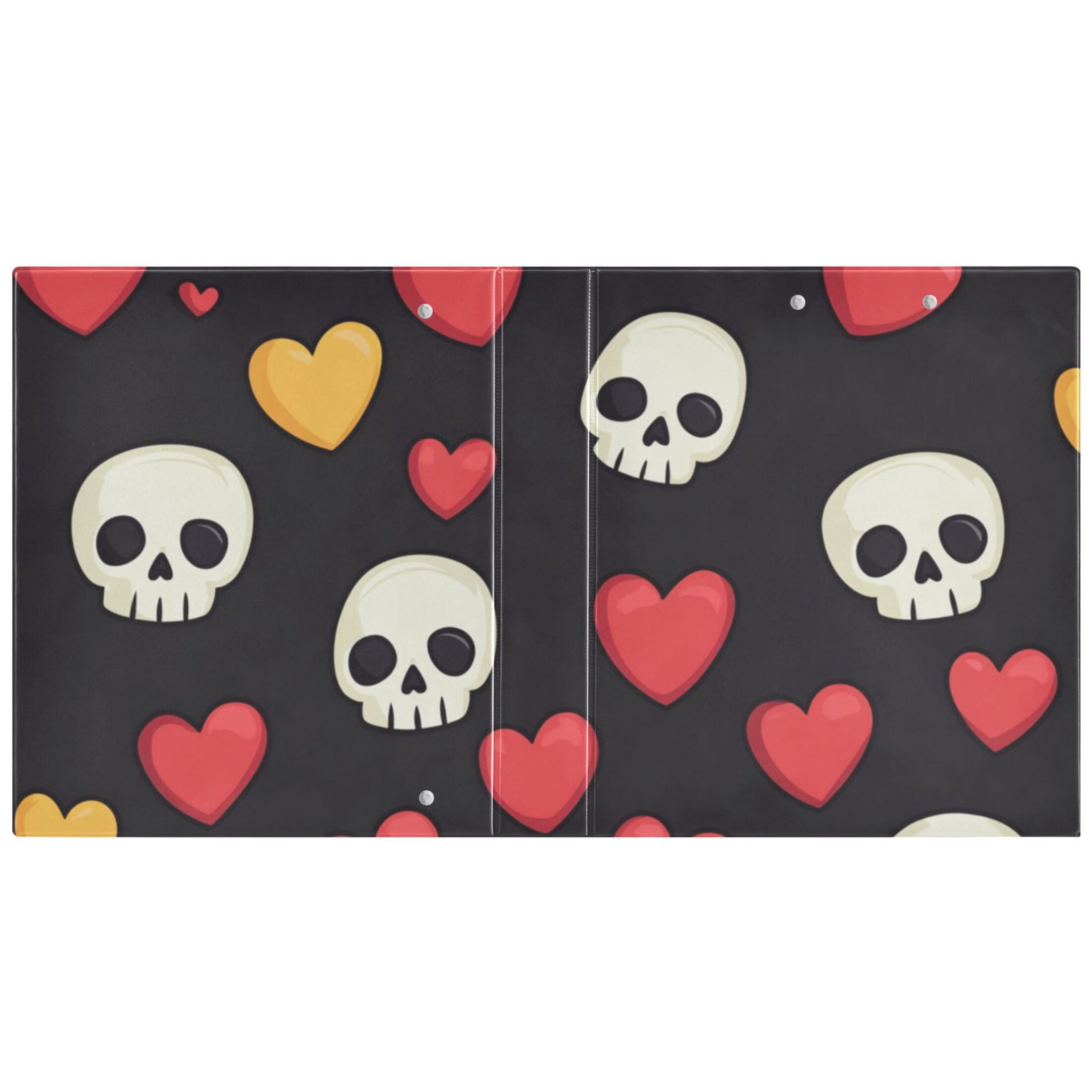 Skulls Hearts 3 Ring Binders 1.5 inch Hardcover File Folders with Interior Pockets A4 Size Organizer for School Office Hospital