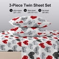 thumbnail image 6 of Flymme Girls Sheet Sets Twin Size,3 Piece Hearted Love Pattern Bed Sheet for Kids Teens Bedroom Romantic Decor Red Gray Bedding Set with Pillowcases, 6 of 8