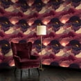 thumbnail image 2 of Boho Peel and Stick Wallpaper Whimsical Sky Golden Crescent Moon Swirling Clouds Wall Mural 17.7in x 9.8ft Self Adhesive Removable Wall Paper Contact Paper for Nursery Bedroom Cabinets, 2 of 8