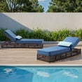 thumbnail image 3 of Opohoro Adjustable Outdoor Rattan Wicker Chaise Lounge Set of 2, Outdoor Reclining Chairs for Garden Pool Backyard Deck, Blue, 3 of 11