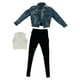 thumbnail image 1 of Chaqueta vaquera para mujer a escala 1:6, figura femenina de cosplay, ropa corporal para mujer de 12 pulgadas Azul oscuro, 1 of 9