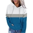 thumbnail image 3 of Jinhomg Fall Winter Casual Sweatshirts for Women 2026 Fashion Color Block Hoodies Casual Cozy Long Sleeve Kangaroo Pocket Sweatshirt with Drawstring Blue L, 3 of 6