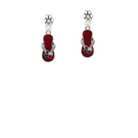 Austrian Crystal Flip Flop - Texas Flip Flop - Clear Crystal Paw Earrings