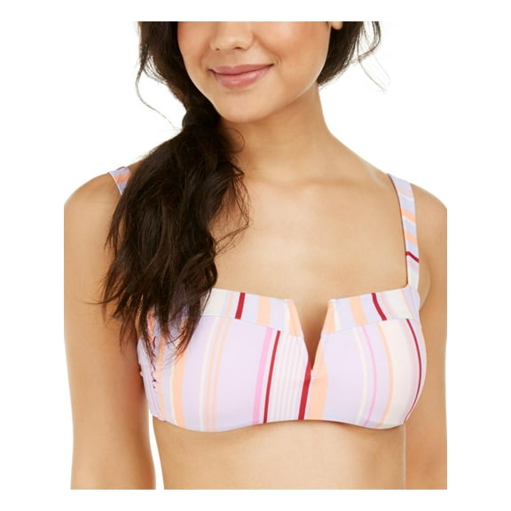 Hula Honey Womens Juniors Esplanade Bandeau Striped Swim Top Separates