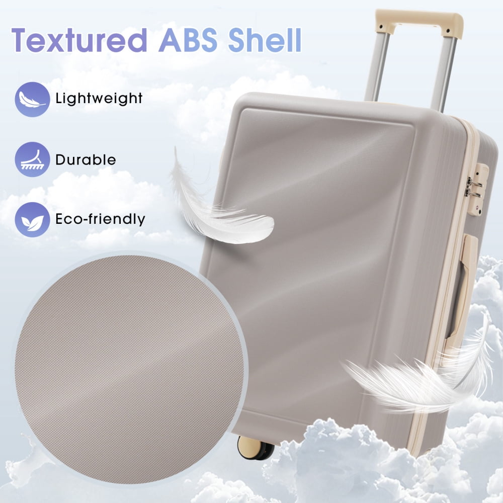 HomePerch 3-Piece Luggage Set (20"/24"/28"), Lightweight ABS Hardshell Suitcases with Spinner Wheels, TSA Lock & Side Hooks, Carry-On and Checked Travel Luggage