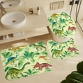 thumbnail image 6 of Teens Dinosaurs Creative Bathroom Shower Curtain Set Cartoon Colorful Jungle Animals Dinosaurs Non Slip Waterproof Bath Mat Toilet Mat Rugs,72" W x 72" L, 6 of 8