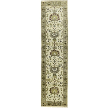 Cream Floral Osh Chobi 2'6X10 Peshawar Oriental Runner Rug