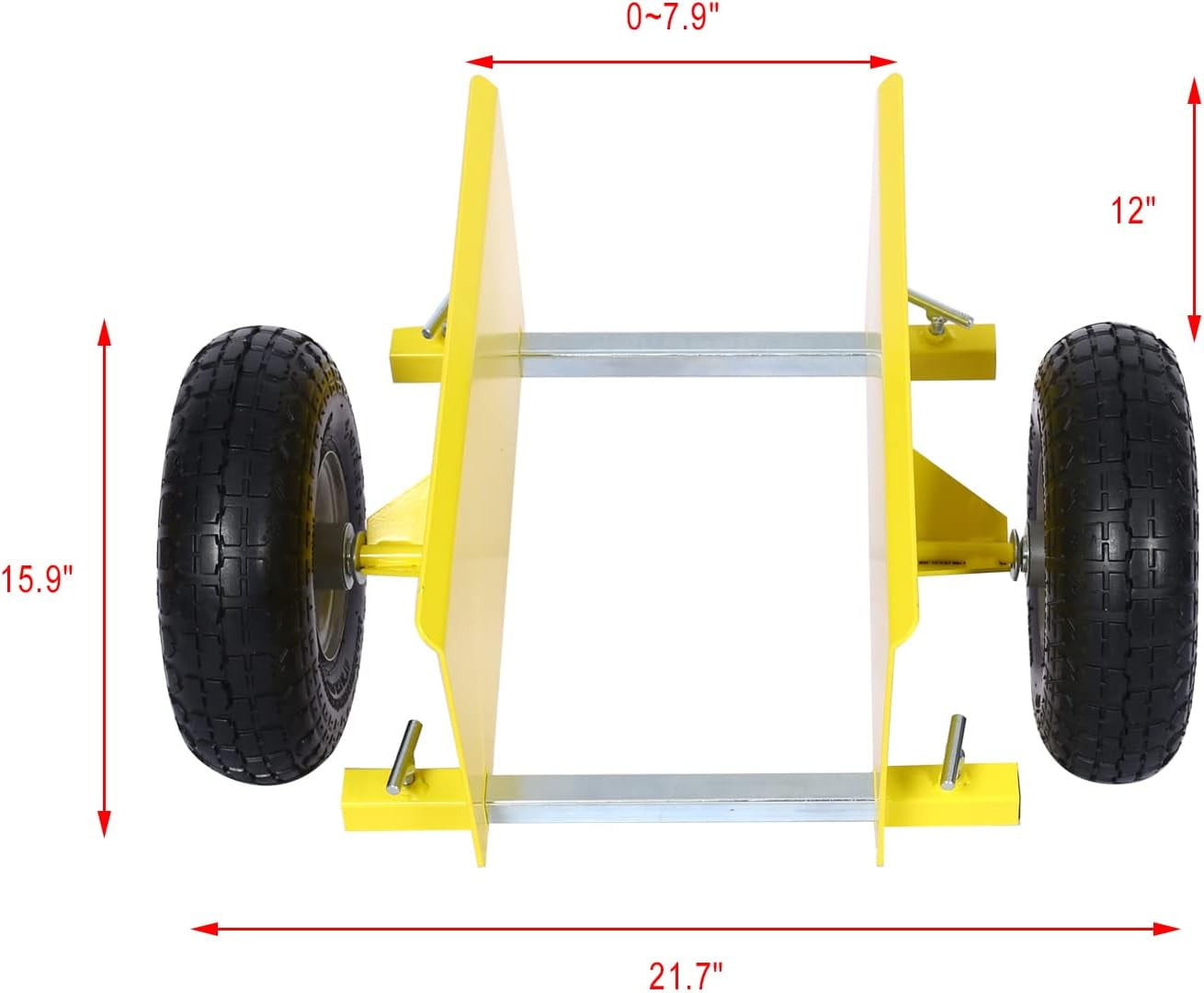 Heavy Duty Panel Dolly, Adjustable Door Dollys with Wheel, 2 10" Pneumatic Wheels 600LBS Load Bearing for Drywall Sheet Heavy Appliance & Material Handling All Terrain Moving Cart Panel Dolly - Yello