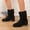 Black, variant on Womens Slouch Ruched Suede Mid Calf Boots Pull On Low Chunky Block Heel Round Toe Vintage Relaxed Fit Booties for Street Dating Fall Winter Wear Khaki 37