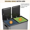 thumbnail image 5 of EDX 2 x 8.3 Gallon Dual Garbage Recycle Trash Can with Lid, Inner Buckets for Kitchen, Stainless Steel,Gray, 5 of 9