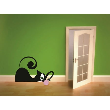 Do It Yourself Wall Decal Sticker Cat Design Animal Kids Boys Girls Bed Room Size: 14 X28