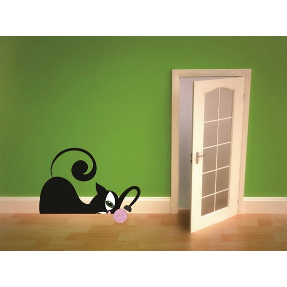 Do It Yourself Wall Decal Sticker Cat Design Animal Kids Boys Girls Bed Room Size: 14 X28"