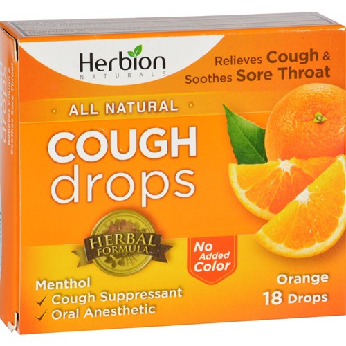 Herbion Naturals Cough Drops All Natural Orange 18 Drops Cough