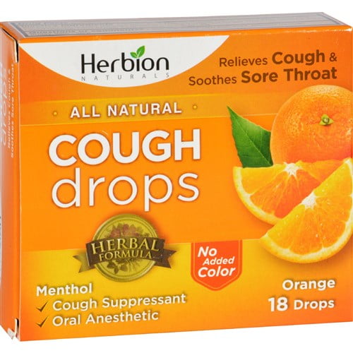 Herbion Naturals Cough Drops All Natural Orange 18 Drops Cough