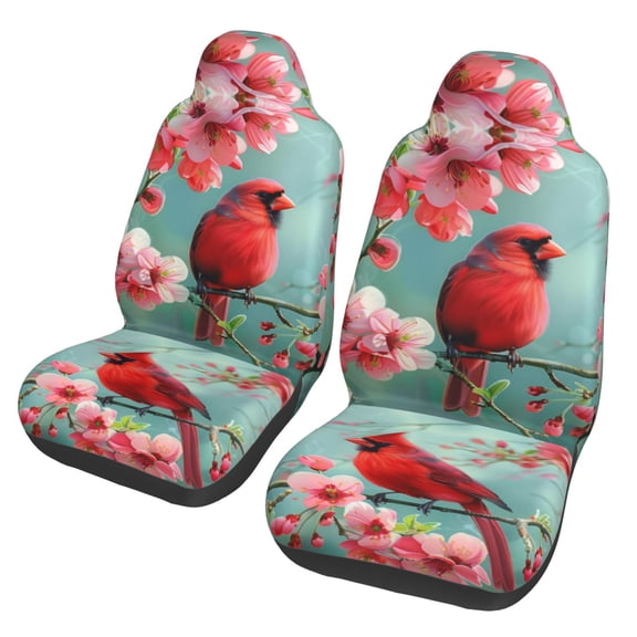 KAKALAD Spring Cardinal Birds 07 Car Accessories Seat Covers Set Vehicle Seat Covers Universal Front Seats Protector 2 Pcs