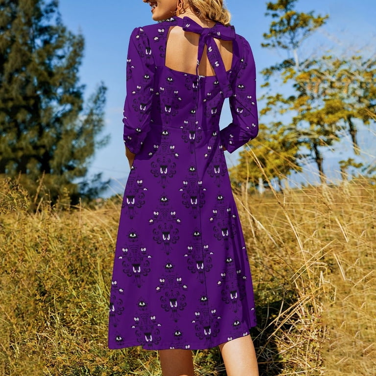 Haunted Mansion Dark Purple Dress Summer Dresses Woman Street Style Big  Size Casual Dress - Walmart.com