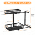 thumbnail image 3 of TAIMASI 2 Pack Under Sink Organizers and Storage, 2-Tier Pull Out Cabinet Organizer with Sliding Drawer, Adjustable Height Metal Bathroom Sink Organizer for Kitchen Pantry Closet, Black, 3 of 9