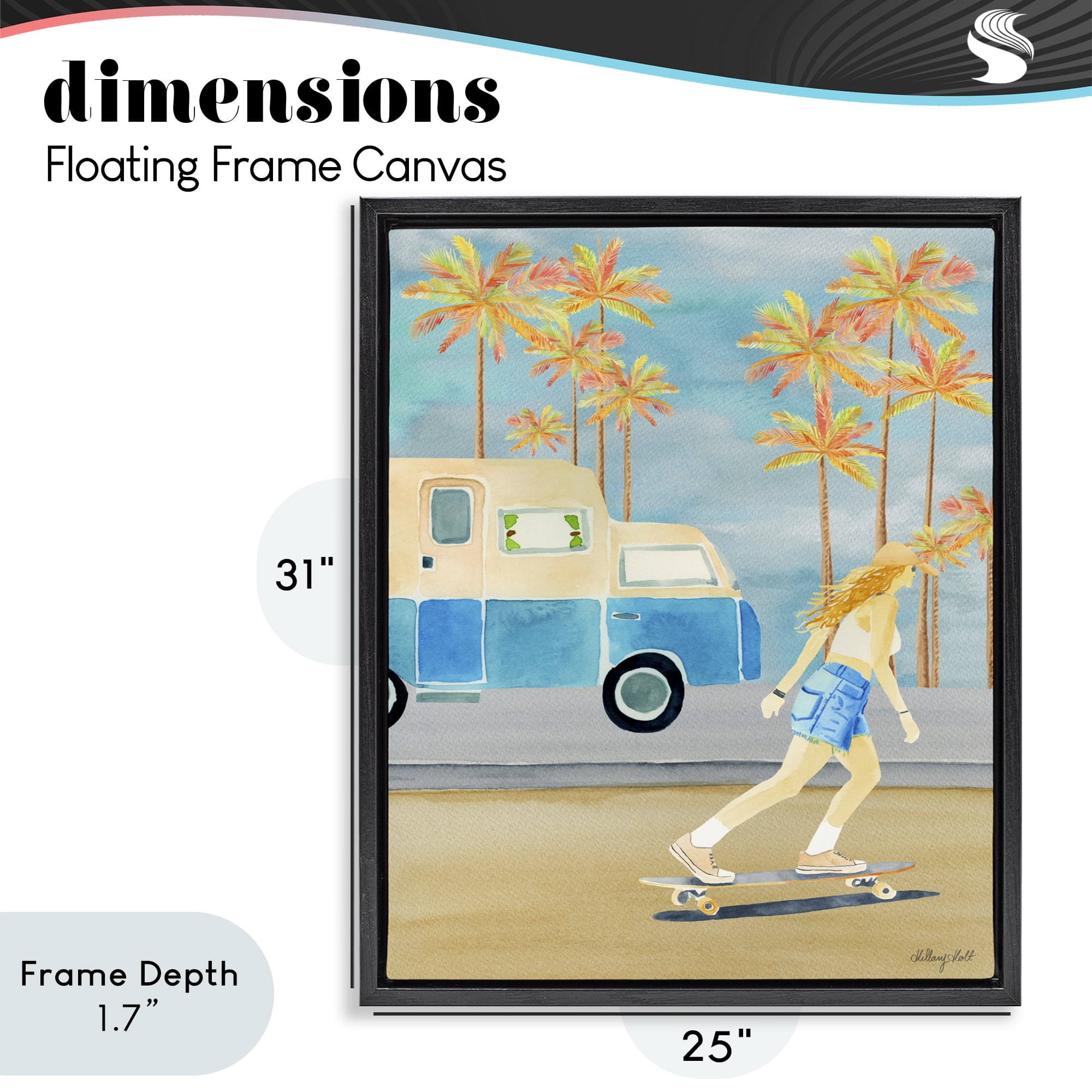 Stupell Industries Santa Monica Road Trip Black Framed Floater Canvas Wall Art, design by Hillary Holt