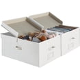 thumbnail image 6 of Extra Large Storage Bins with Lids, 55L Decorative Storage Bins with Double-Open Lid and Divider Board, Fabric Bins with Handles, Mixing of Beige, White & Ivory, 2-Pack, 6 of 10
