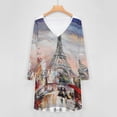 thumbnail image 4 of Romantic Paris Eiffel Tower Long Sleeve Sexy Dresses For Women Ladies Vintage Elegant Party Dress Oversized V-neck Dress, 4 of 7