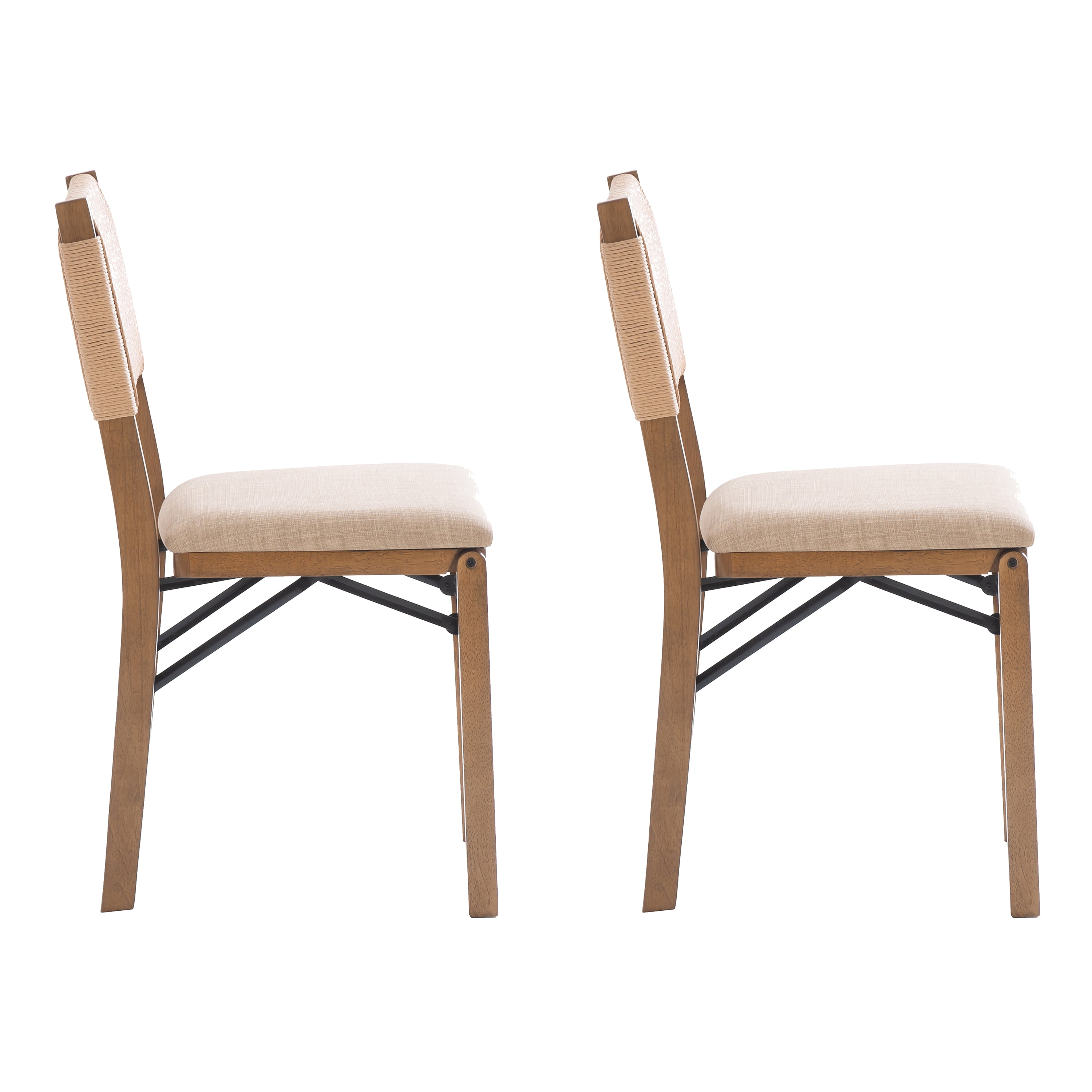 Linon Grenshaw Indoor Rope Folding Dining Chair, Set of 2, Natural