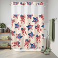 thumbnail image 6 of No Hook Shower Curtain, American Flag Shower Curtains for Bathroom with See Through Top Window, 250 Anniversary Freedom Veteran Day Ribbon Waterproof & Washable Bath Curtain Extra Long 72"x96", 6 of 9