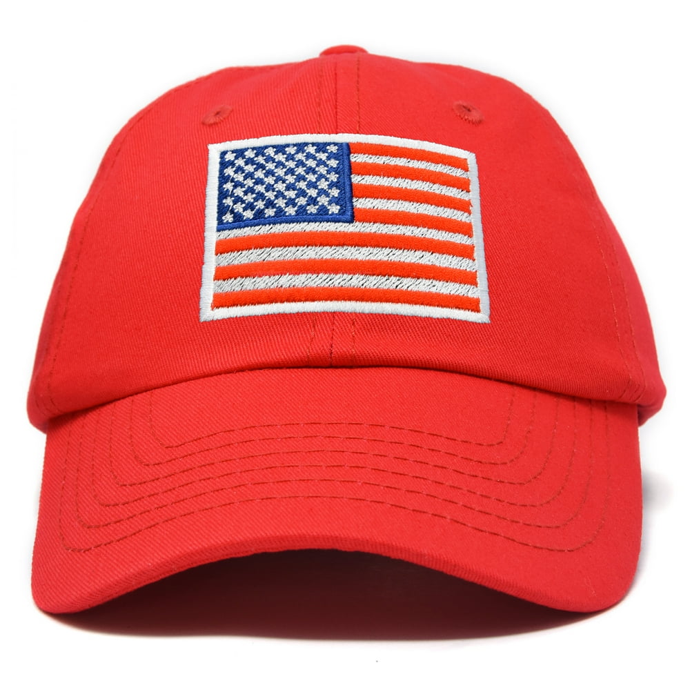 DALIX American Flag Hat Premium USA Baseball Cap in Red - Walmart.com ...