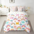thumbnail image 2 of Manfei Colorful Rainbow Twin Bedding Sets 7pcs,Cute Bowtie Bow Bedding Comforter Set 7pcs,Multicolor Clouds Sheet Sets For Girls Kids,Microfiber Room Decorative Reversible, 2 of 7