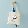 thumbnail image 4 of CafePress - Snoopy With A Flower Bouquet - Unisex Canvas Tote Bag, Beige, 1-Piece, 4 of 6