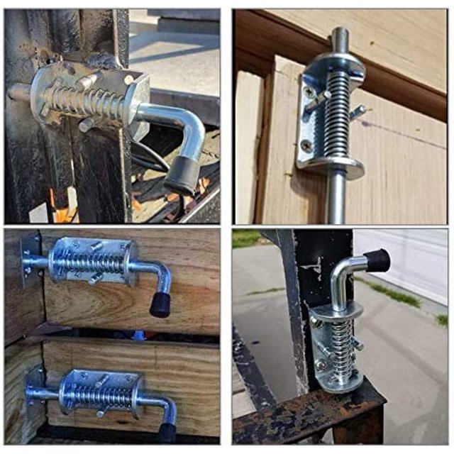 Paquete de 4 pestillos de metal con resorte de 6.5 in de largo con mango resistente para puerta, cobertizo, puerta trasera, remolque, garaje ShuxiuWang 8390614702400