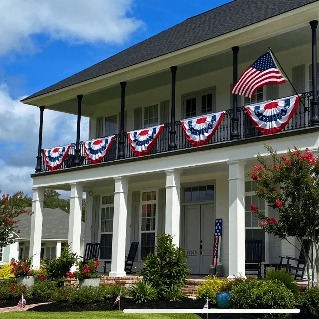 FLAGWIN Bunting Flags Outdoor 2x4 Ft American Flag Buntings for Outside Embroidered Stars Patriotic Banner Decorations
