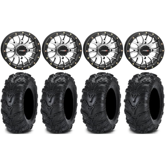System 3 ST-3 Machined 14" Wheels 28" Mud Lite II Tires Can-Am Maverick X3 / Honda Pioneer 1000 / Talon