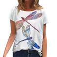 thumbnail image 1 of Camiseta informal Vintage con temática de animales para mujer, Tops básicos de manga corta con cuello redondo, Camiseta holgada con estampado de libélula 3D para mujer 2022, 1 of 5