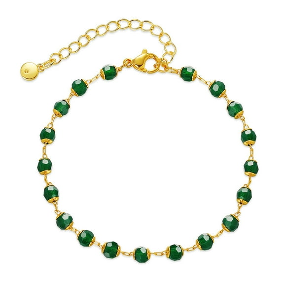 Copper Plating Gold Dark Green Acrylic Beads Temperamental Bracelet High Sense