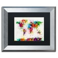 thumbnail image 2 of Trademark Fine Art "Paint Splashes World Map" Canvas Art by Michael Tompsett Black Matte, Silver Frame, 2 of 5
