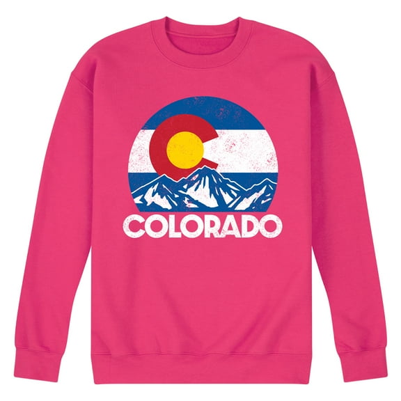Instant Message - Retro Colorado Flag Mountains - Men's Crew Neck Fleece Pullover