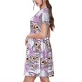 thumbnail image 2 of Disketp Owl And Floral para Vestido de Manga Corta para Mujeres, Vestidos de Verano para Mujeres, Casual y Holgado para la Playa, 2 of 6