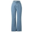 thumbnail image 5 of Ketyyh-chn99 Women's Plus Size Flare Bell Bottom Jeans Wide Leg Denim Pants Light Blue,M, 5 of 5