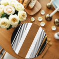 thumbnail image 2 of Modern Brown Black Round 13 Inch Placemats Set of 6, Boho Contemporary Geometric Striped HeatResistant Non Slip Place Mats for Dining Table, Wipeable Braided Kitchen Table Mats for Housewarming, 2 of 9