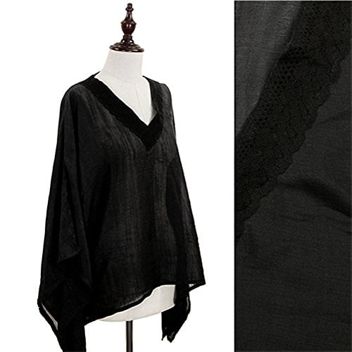 black v neck poncho