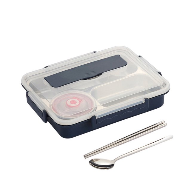 Lunch Box Stainless Steel Leak-Proof Food Steel Lunch Box Leak-Proof Case Heat Insulation Meal Storage Container, Dark Blue, L