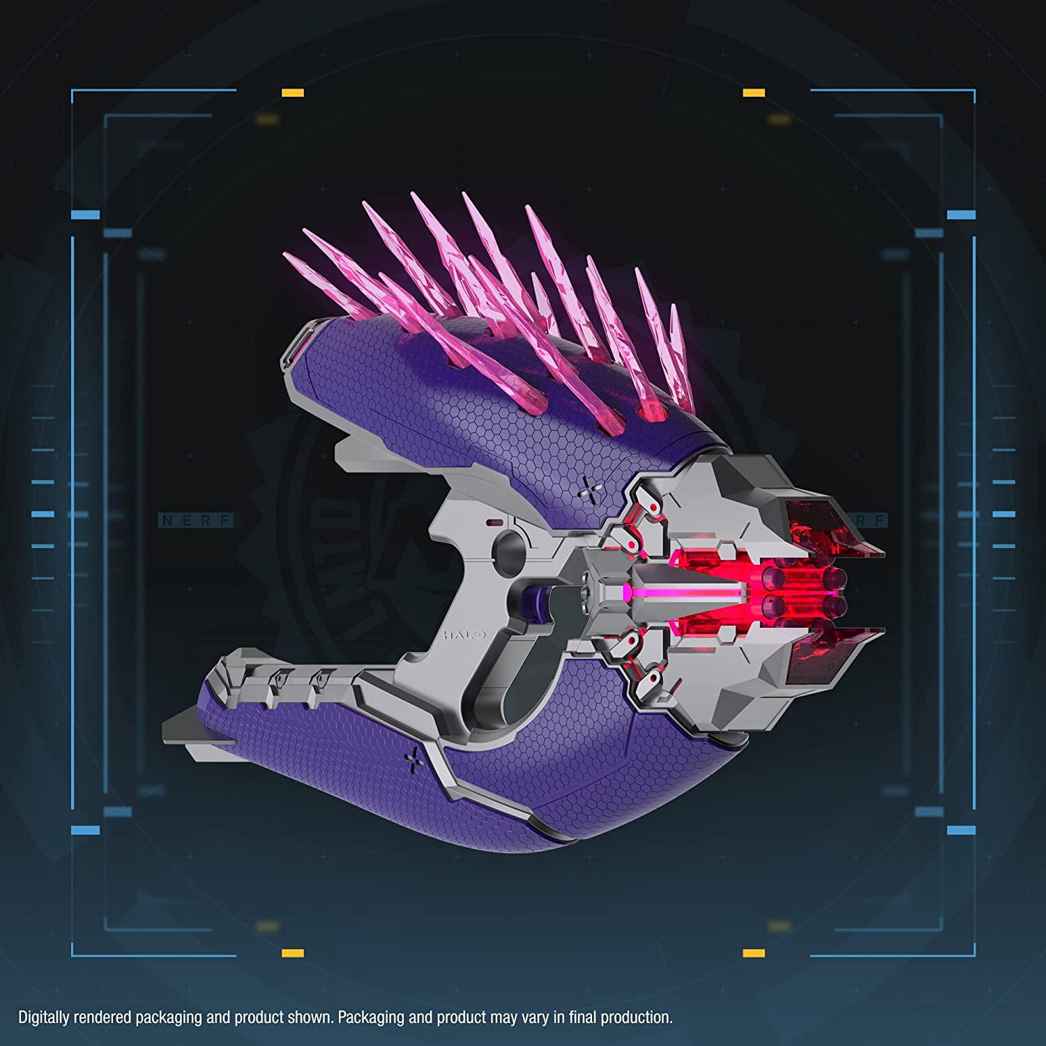 NERF LMTD Halo Needler Dart-Firing Blaster, Light-Up Needles, 10-Dart Rotating Drum, 10 Elite Darts, Game Card with in-Game Content (1 Count)