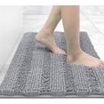 thumbnail image 1 of Alfombra de baño Grandaily Chenille a rayas, 60 x 40 cm, color gris absorbente, 1 of 7