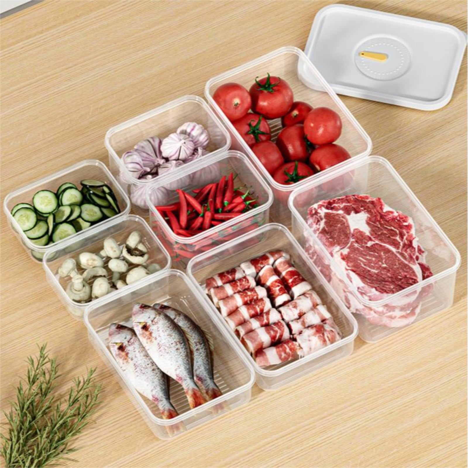 Storage Container,Plastic Food Storage Organizer,Meal Prep Containers with Lids,Stackable See-Through Organizing Solution,Portable Freezers,Durable Storage Container for Freezer and Dishwashe(370ml)
