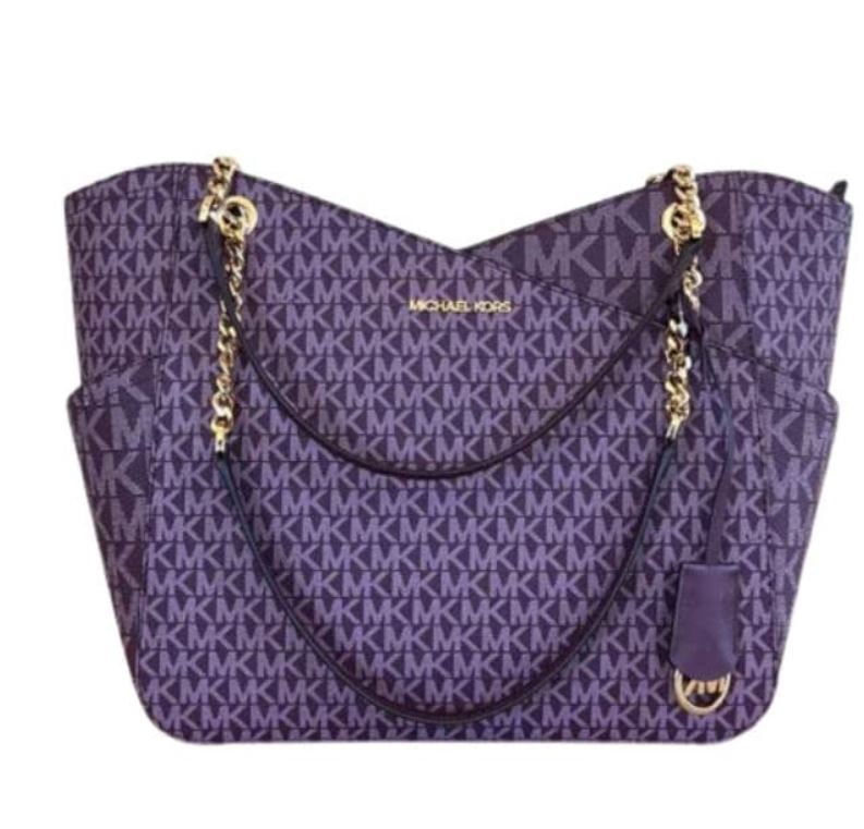 Michael Kors Womens Jet Set Travel Womens Large Leather Chain Shoulder Tote Bag 35F1GTVT3B-brdx 