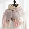 thumbnail image 4 of Prolriy Scarf for Women Fall Winter Scarf Classic Tassel Plaid Scarf Warm Soft Chunky Large Blanket Wrap Shawl Scarves 1 Pack Present Womens Scarf Pink, 4 of 8