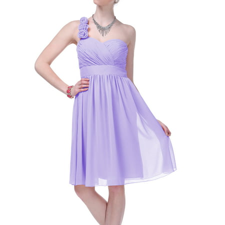 Faship Womens One Shoulder Short Formal Dress Lavender -
