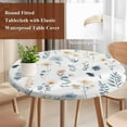 thumbnail image 4 of Blue Yellow Spring Floral Round Tablecloth, Fitted Table Cover with Elastic for 55"-60" Round Tables, Watercolor Botanical Flowers Table Cloth Outdoor Indoor Dinning Party Waterproof Tablecloths, 4 of 7