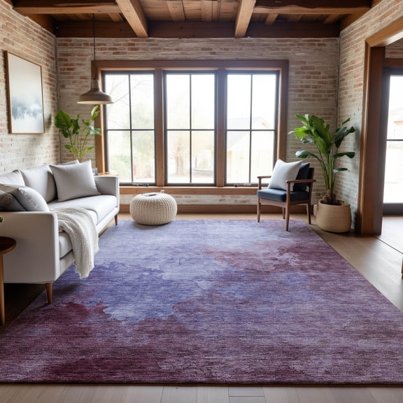 Addison Rugs Mayfield Premium Machine Washable Transitional Watercolors Purple Rectangle Rug, 10' x 14'