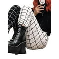thumbnail image 5 of Qiylii Woman Black White Checkerboard Splicing Trousers,Plaid Loose Long Pants, 5 of 9